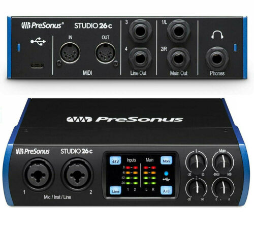 PreSonus Studio 26c 2×4, 192 kHz, USB-C Audio Interface, 2 Mic Pres – 4 Line Out