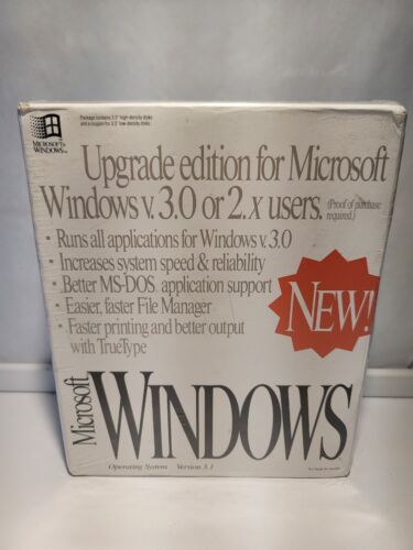 Microsoft Windows 3.1 UPGRADE Edition For Windows 3.0 or 2.X Users 3.5″ Disks