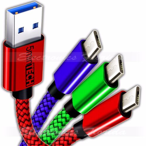 3-PACK Micro USB Nylon Braided USB Data Sync Charger Charging Cable Cord