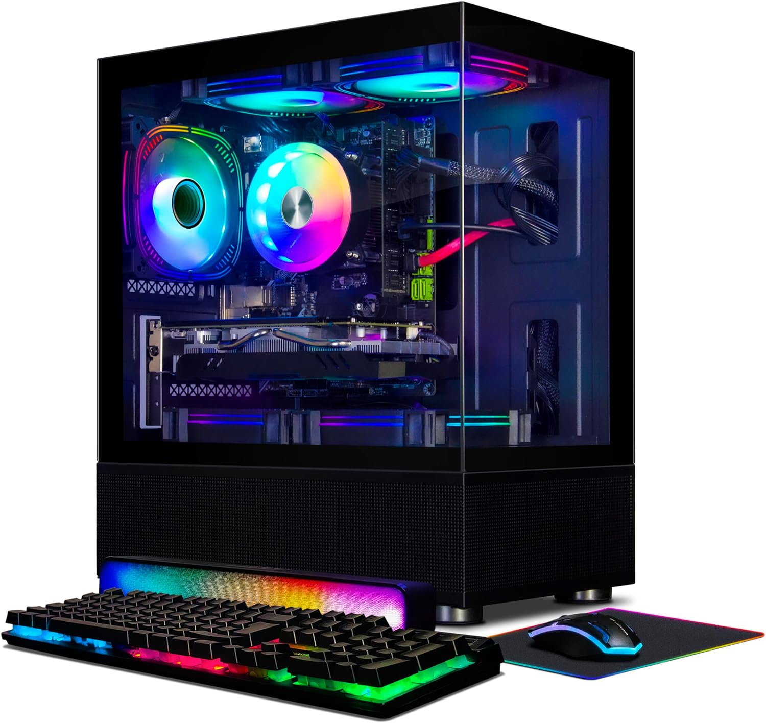 STGAubron Gaming PC, Radeon RX 590 8G GDDR5, Intel Core i5 3.2G up to 3.6G, 16G RAM, 1T SSD, 600M WiFi, BT 5.0, RGB Fan x 3, RGB BT Sound Bar, Windows 10 Home