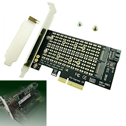 M.2 NGFF to Desktop PCIe x4 x8 x16 NVMe SATA Dual SSD PCI Express Adapter Card