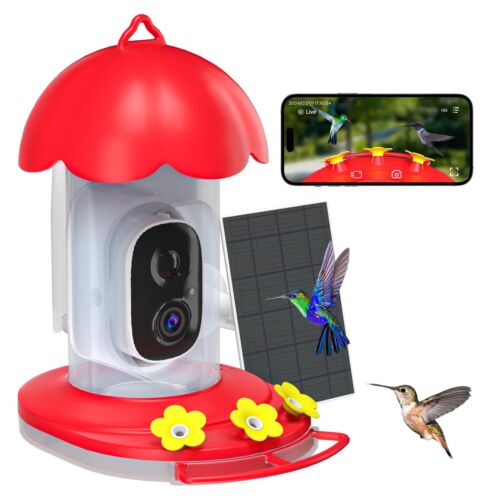 DOCOON Hummingbird Feeder with Camera Solar Powered, Bird Watching Camera wit…