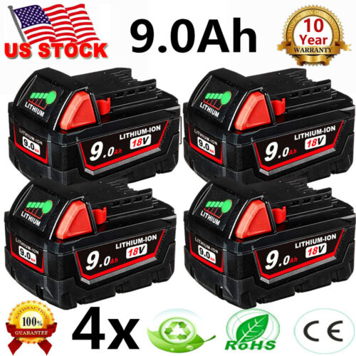 4X For Milwaukee For M18 Lithium 9.0 AH Extended Capacity Battery 48-11-1860 NEW