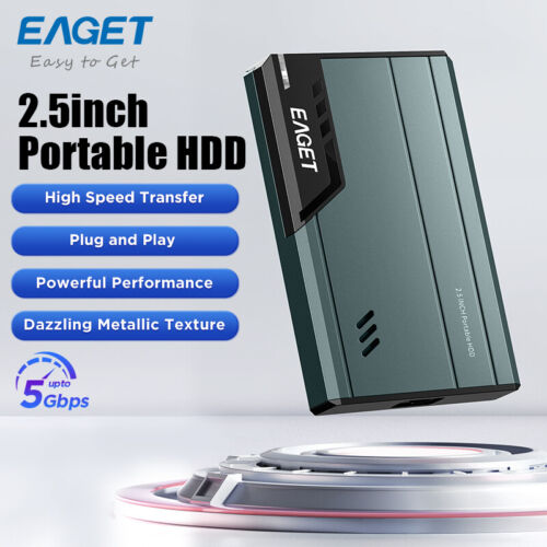 EAGET 1TB 2.5″ External HDD USB 3.0 Portable External Hard Drive 5 Gb/s MAC/PC