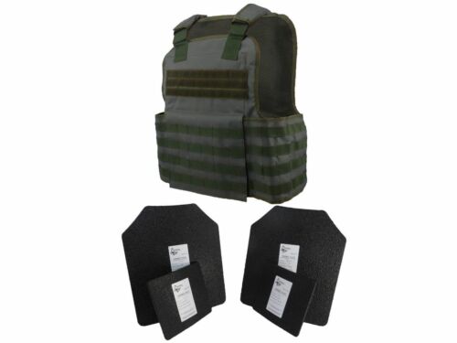 Tactical Scorpion 4 Pc Level III AR500 Body Armor Muircat Molle II Vest – Green