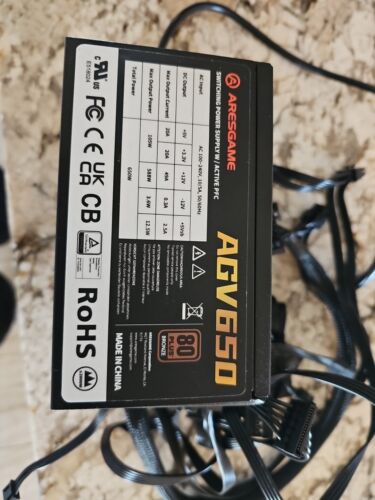 ARESGAME Power Supply 650W 80 Plus Bronze Certified ATX PSU – AGV650- used