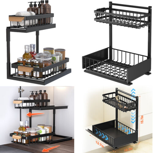 3-Tier Slim Mobile Shelving Unit on Wheels, Slide Out Rolling Bathroom Storage O