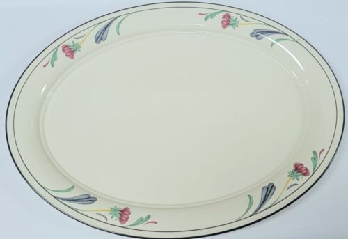 Lenox Chinastone Poppies On Blue 14 inch Oval Platter Lightly Used Condition