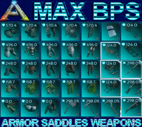 Ark PVE ASA Blueprints BP Shotgun Scuba Flak Ghillie Armor Rex Saddle Yuty Carch