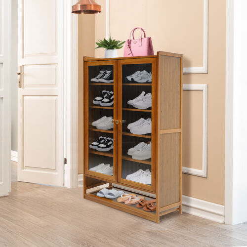 Modern 6-Tier Shoe Storage Cabinet w/ Magnetic Doors,Free Standing Shoe Cabinet