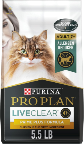 Allergen Reducing Senior Cat Food, LIVECLEAR Adult 7+ Prime plus Chicken and Ric