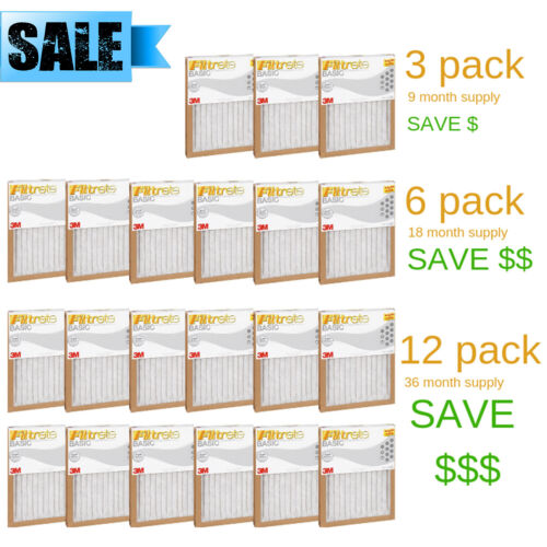 FILTRETE- AIR-FILTER PLEATED FURNACE REPLACEMENT PAD DUST PACK 3, 6, 12 NEW