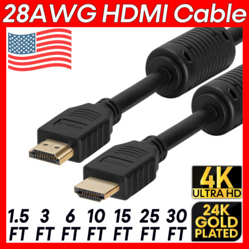 28AWG HDMI Cord With Ferrite Cores ARC 3D 4K HDMI Cable Ultra HD HDTV Monitor PC