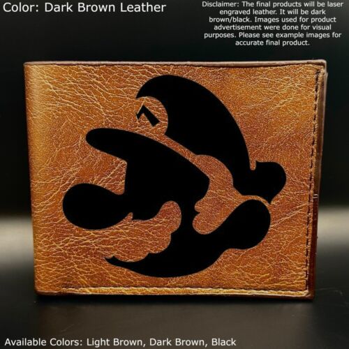 Custom Engraved SUPER MARIO Leather Bifold Wallet – Color Choices