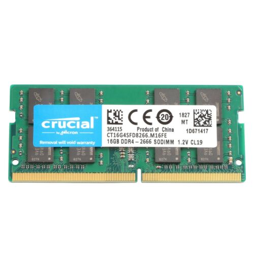 Crucial 16GB DDR4 2666MHz NON ECC SODIMM RAM  2Rx8 Laptop Memory CT16G4SFD8266