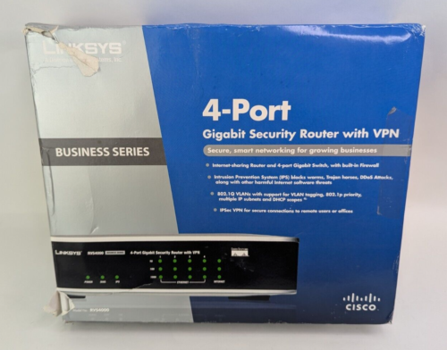 Cisco RVS4000 Small Business 4-Port Gigabit Security Router w/ VPN Open-Box