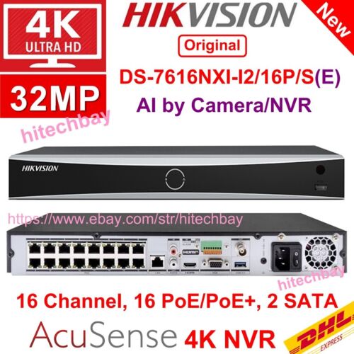 Hikvision 4K AcuSense 16CH 16PoE 2SATA NVR Deep-learning DS-7616NXI-I2/16P/S(E)