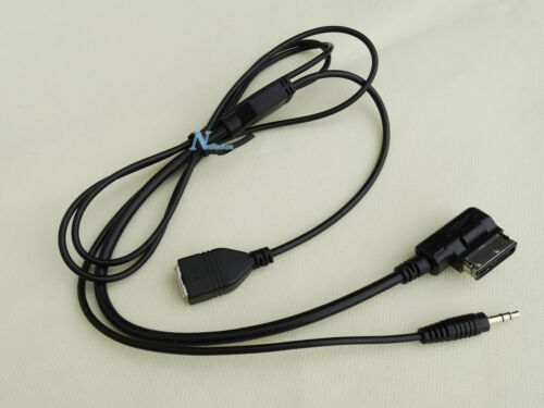 For MERCEDES BENZ MMI Music Interface AUX Cable 3.5mm Audio + USB Charger