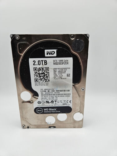 Western Digital Black (WD) 2TB 3.5″ SATA Drive (WD2003FZEX) Wiped/Tested/Healthy