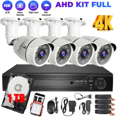 5mp Lite 4CH DVR 1080p Security Camera System Outdoor H.265+ Home CCTV Kit + 1TB