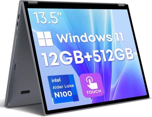 CHUWI 13.5” FreeBook 2-in-1 Windows 11 Laptop LPDDR5 12GB 512GB SSD Intel N100