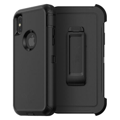 For Apple iPhone XR Defender Case Cover (Belt Clip Holster Fits Otterbox) Black