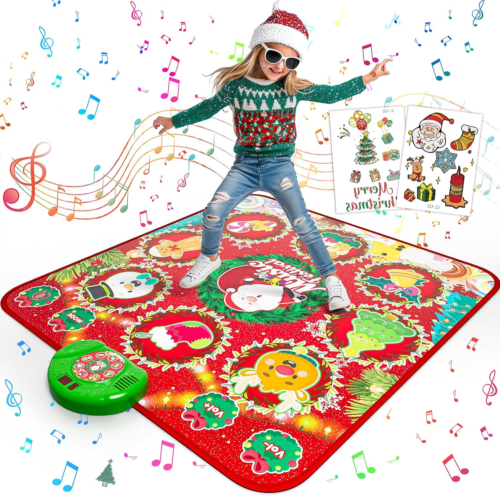 Christmas Dance Mat for Kids – Electronic Dance Game Toy, Adjustable Vol, Christ