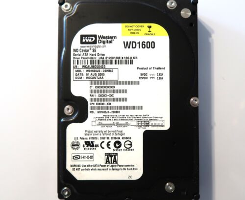 WD WD1600JD-22HBC0 HSCANTJAA (WCAL) Thailand 160gb 3.5″ Sata HDD 01AUG2005