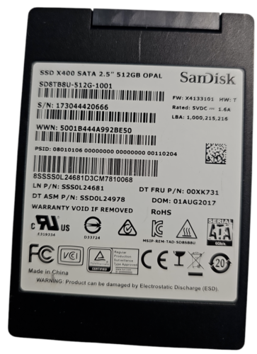 SanDisk SSD X400 512GB SATA 2.5″ SSD Solid State Hard Drive SD8SB8U-512G-1001