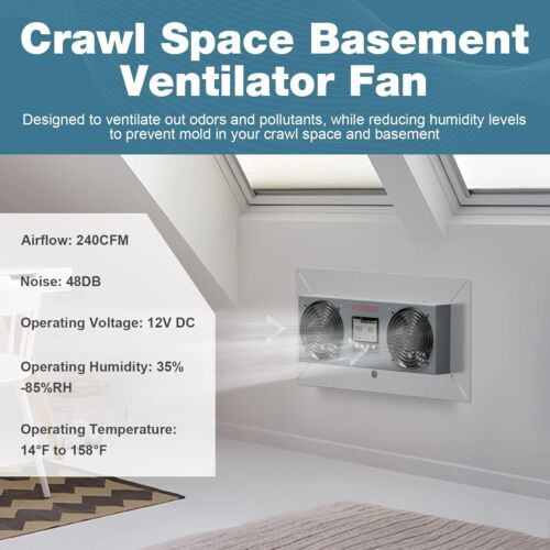 Abestorm 240CFM Air-out Ventilation Fan w/ Humidistat & Temperature Controller