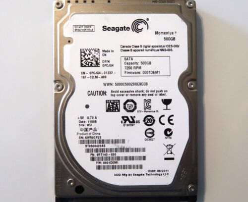 Seagate ST9500423AS 9RT143-030 0001DEM1 (5WR0) WU China 500gb 2.5″ Sata 06/2011