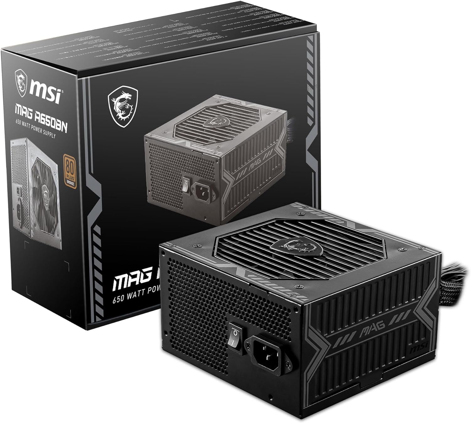 MSI MAG A650BN Gaming Power Supply – 80 Plus Bronze Certified 650W – Compact Size – ATX PSU (Renewed) (Renewed)