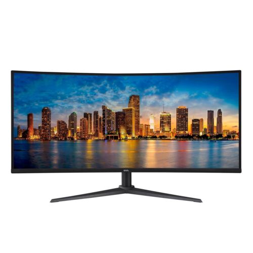 onn. 34″ Curved Ultrawide WQHD (3440 x 1440p) 100Hz Bezel-Less Office Monitor