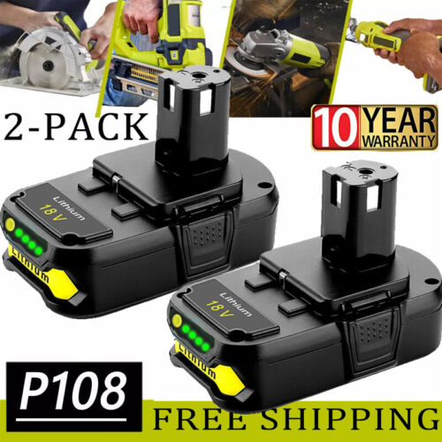 3.0Ah For RYOBI P108 18V High Capacity Battery Lithium P102 One Plus NEW 2 PACK