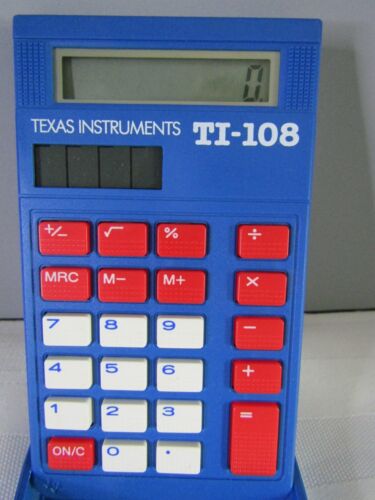 TEXAS INSTRUMENTS MODEL TI-108 PREMIUM SOLAR POCKET SCHOOL CALCULATOR W/COVER