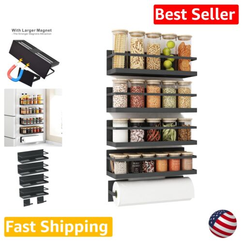 Magnetic Spice Rack for Refrigerator – Space-Saving Kitchen Organizer (4 Pack)