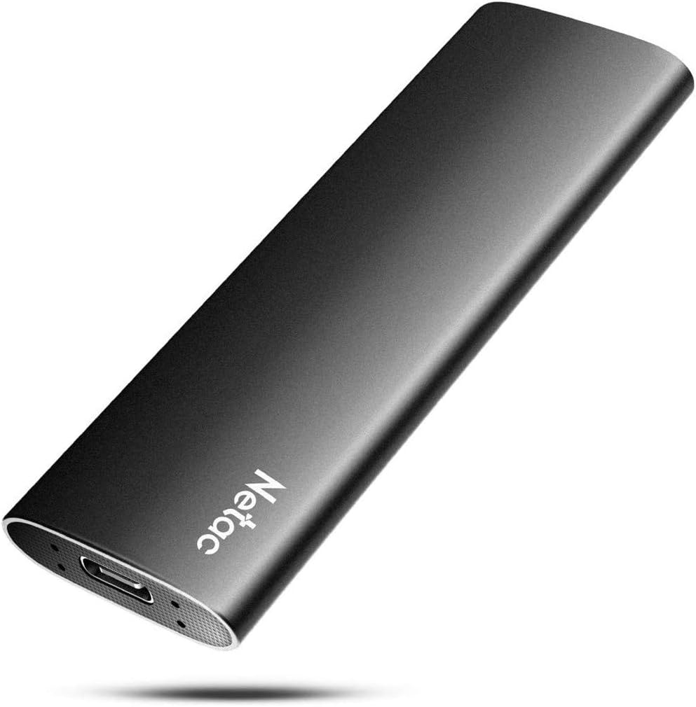 Netac 500GB Portable SSD USB 3.2 Gen 2 (10 Gbps, Type-C) External Solid State Drive Backup Slim Portable Drive for File Storage/Business Travel Essential, Rapid Read & Write Low Noise, Zslim