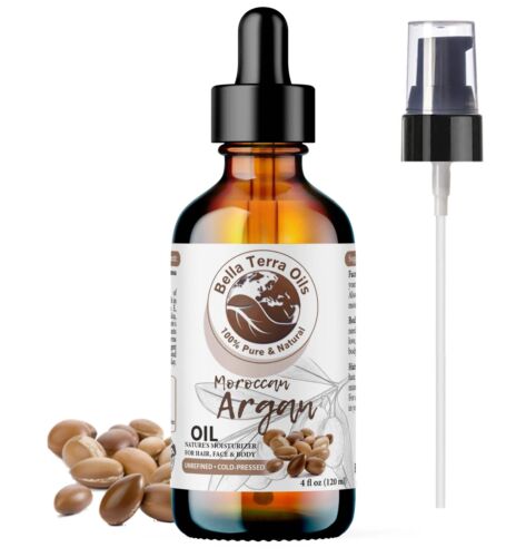 Organic Cold-Pressed Moroccan Argan Oil 100% Pure Hair Skin Nails Face Treatment