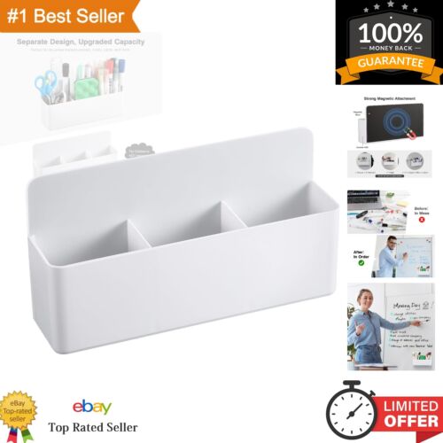 Durable Magnetic Marker Holder – Elegant 3-Compartment White Design for Storage