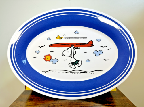 Peanuts Snoopy Oval Serving Melamine Tray Serving Platter Beach Surfing 18″