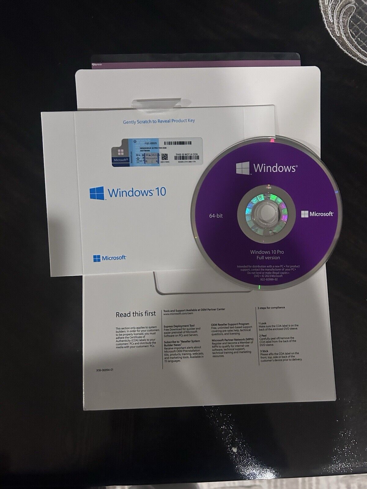 Win 10 Pro 64 bit DVD with Genuine License Product Key Sealed Brand New!