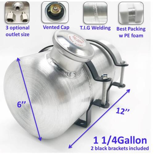 1 1/4 Gallon 6” x 12″ 1/4NPT Outlet End Fill Spun Aluminum Gas Tank /Fuel Tank