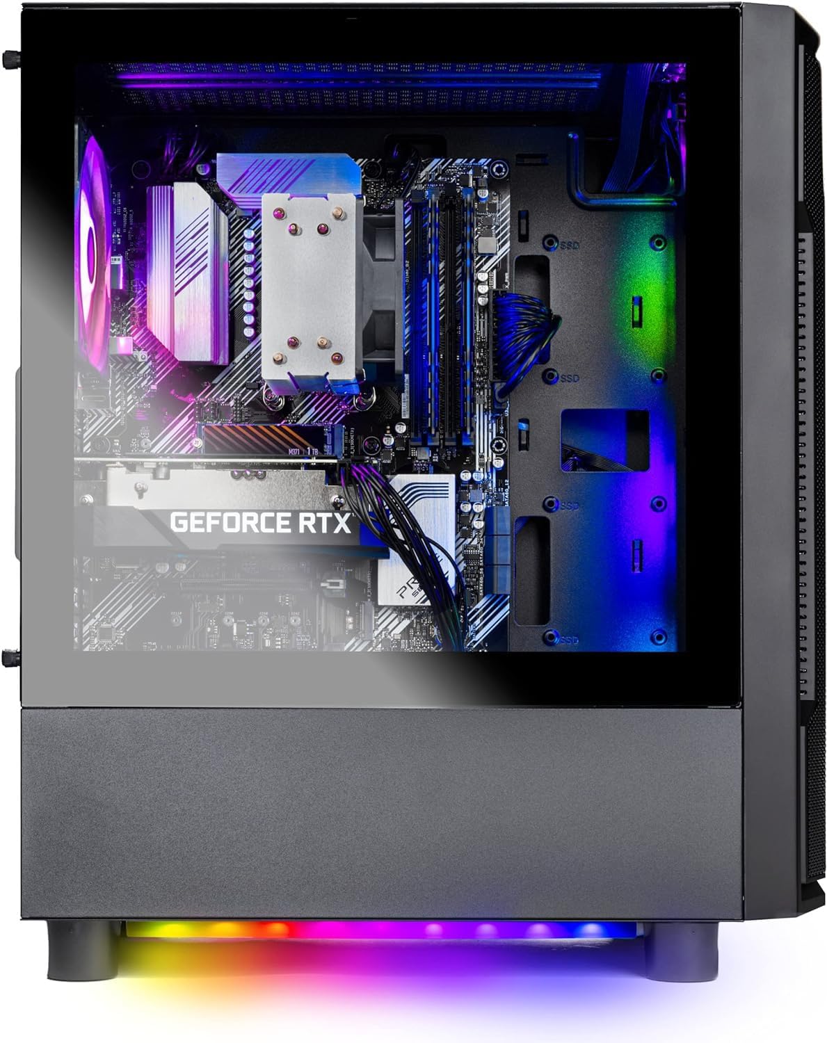 Skytech Shadow Gaming PC Desktop, Ryzen 5 5500 3.6 GHz (4.2GHz Turbo Boost), NVIDIA RTX 3050 8GB GDDR6, 500GB SSD, 16GB DDR4 RAM 3200, 650W Gold PSU, Wi-Fi, Win 11 Home