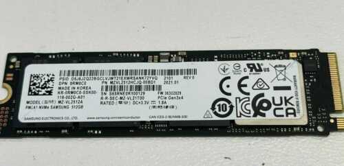 Samsung 512GB M.2 NVMePCIe Gen3x4 SSD PM9A1 MZVL2512HCJQ-00BD1 DELL RM0C0 *READ*