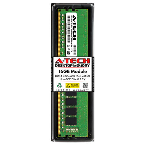 A-Tech 16GB PC4-25600 Desktop DIMM DDR4 3200 MHz Non-ECC 288-Pin Memory RAM 16G