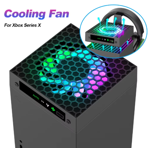 Cooling Fan For Xbox Series X with 3-USB Interfaces Speed Fan and RGB Lighting