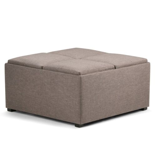 Simplihome Table Ottoman Avalon in Linen