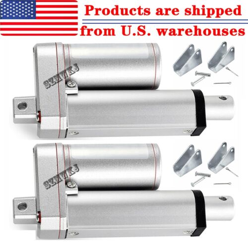 2X 1500N 12V DC 2″ Linear Actuators Electric Motor + Brackets for Auto Door Lift