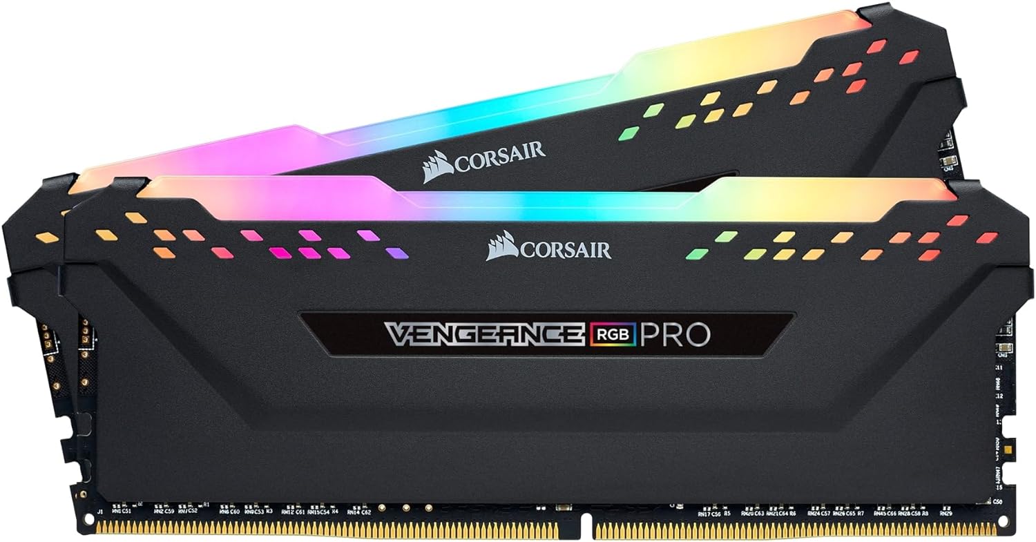 CORSAIR VENGEANCE RGB PRO DDR4 RAM 32GB (2x16GB) 3200MHz CL16-20-20-38 1.35V Intel AMD Desktop Computer Memory – Black (CMW16GX4M2C3200C16)