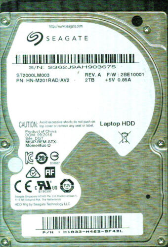 ST2000LM003,  HN-M201RAD/AV2,  2BE10001, DGT,   S362,  SEAGATE SATA 2TB 2016